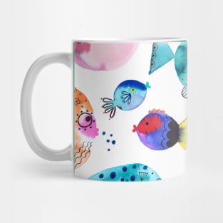 Pocket - Cute Puffer Fishes Watercolor Multi Mug